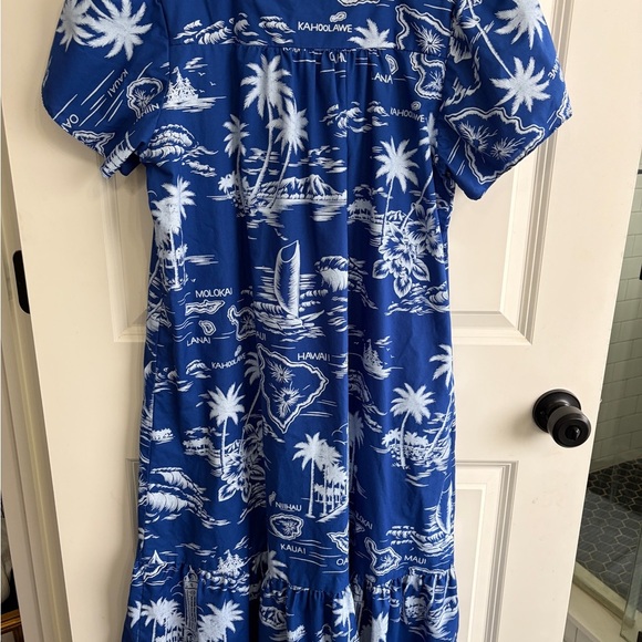 Like new Vintage Blue Hawaiian Print Dress Muu Muu size M - Picture 7 of 9
